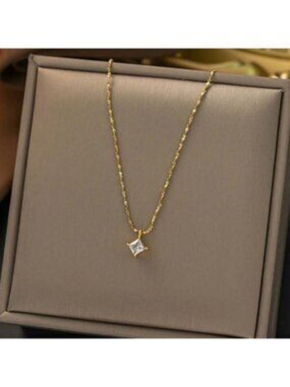 Gold Plated Stainless Steel Cubic Zirconia necklace